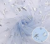 Sheer Fabric, Snowflake Silver Foil Organza Fabric, Snowflake Tablecloth Birthday Party Supplies Party Decorations, Christmas Tree Skirt Christmas Decorations Clearance (59' x 118', Blue)...