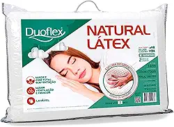 Travesseiro Duoflex Natural Latex 14 cm, Branco, Capa 100% algodão 200 fios, para fronha 50 x 70 cm