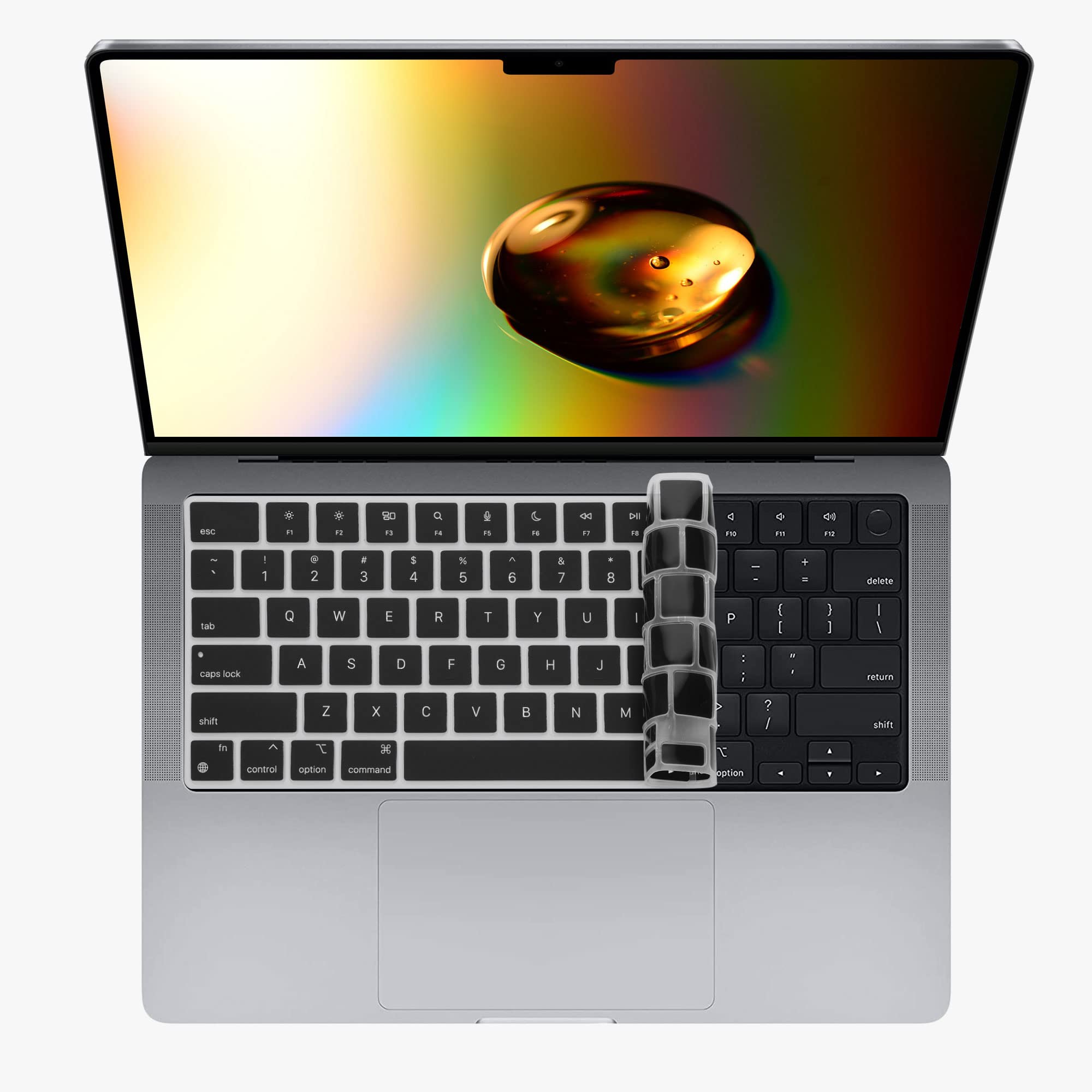 kwmobile Protezione Tastiera Americana Compatibile con Apple MacBook Pro 14" (2021) A2442 - Cover Tastiera Inglese US Copertina Silicone nero