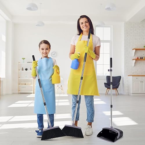Miniatura 6 de XXFLOWER Juego de escoba y recogedor, recogedor con escoba para el hogar, combo de escoba de polvo pesado y recogedor, juego de recogedor y escoba