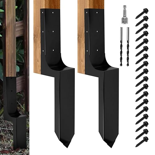 Kit de reparación de postes de valla de acero resistente, poste de valla de anclaje para reparación de estacas de madera rotas, 3.6 x 3.6 pulgadas