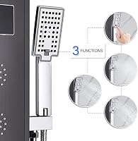 hevenaov Fekete LED Zuhanypanel Rozsdamentes Sarokszerelésű Esőzuhanyzó Rendszer 3