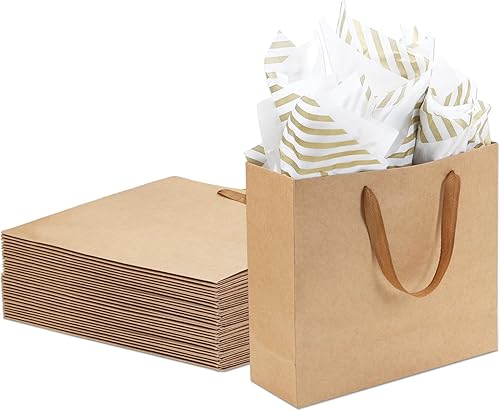 Moretoes 15 bolsas de regalo con asas, bolsas de regalo grandes con papel de seda, 12.5 x 4.5 x 11 pulgadas, bolsas de envoltura resistentes para