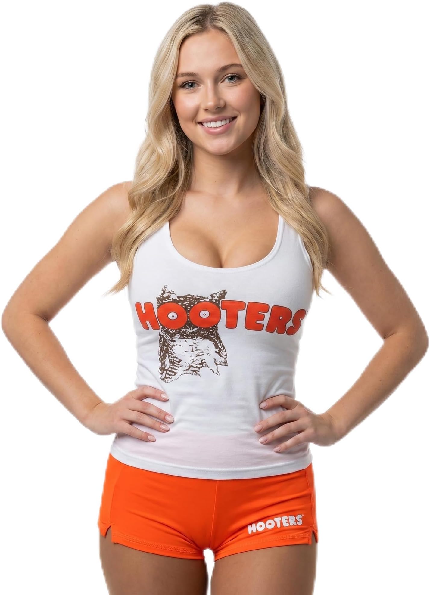 Ripple Junction Hooters Girl Iconic Waitress Outfit Includes Tank Top and Shorts Set Officially Licensed
