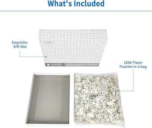 Miniatura 5 de Rompecabezas de 1000 piezas para adultos, rompecabezas en blanco puro, rompecabezas de color blanco puro, rompecabezas de dificultad del infierno