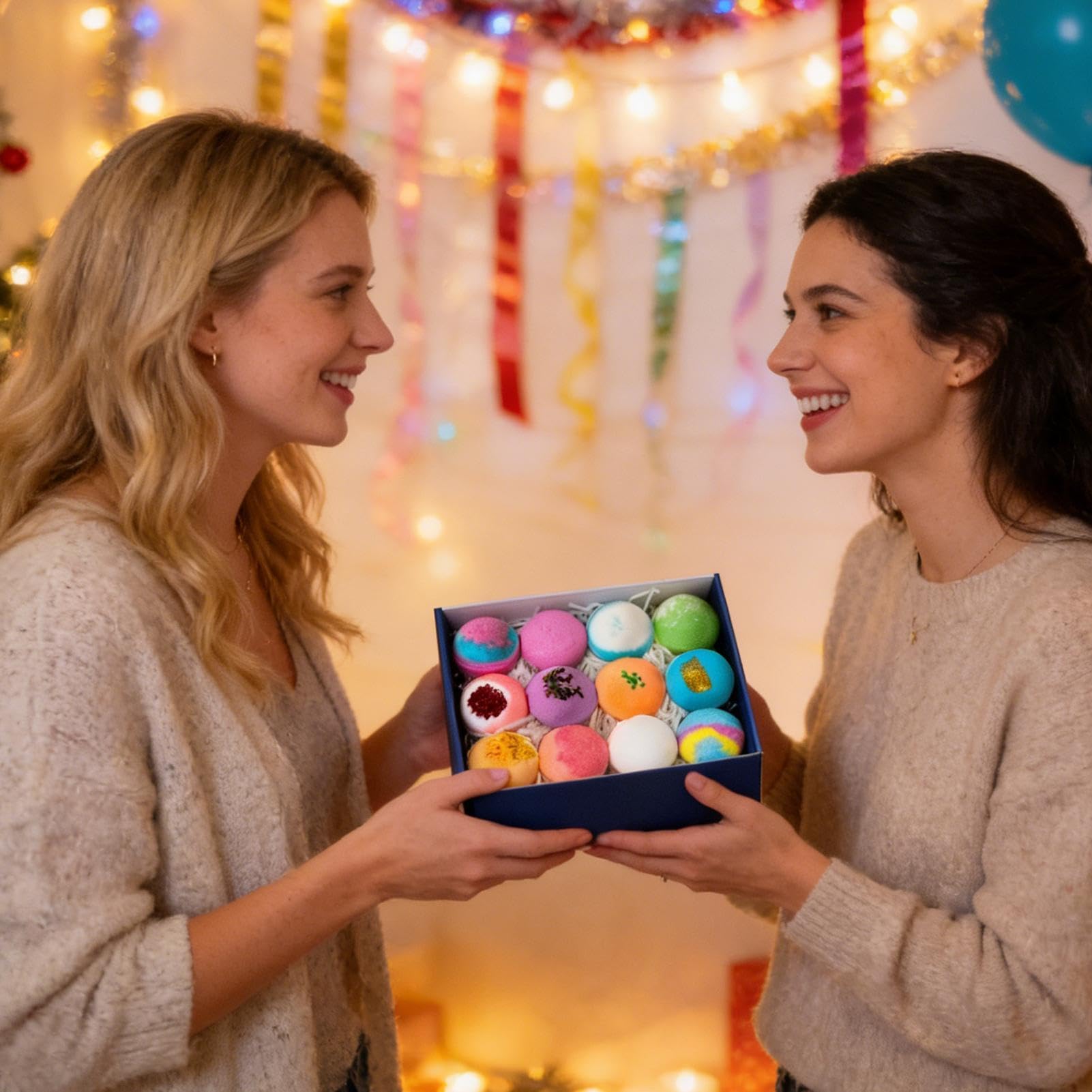 Badekugeln für Mädchen, 12 getrocknete Blumen mit langanhaltendem Duft – handgefertigte Schaumbälle, für Geburtstag, Sommer, Spa, Entspannung, Körperpflege und Weihnachtsgeschenk