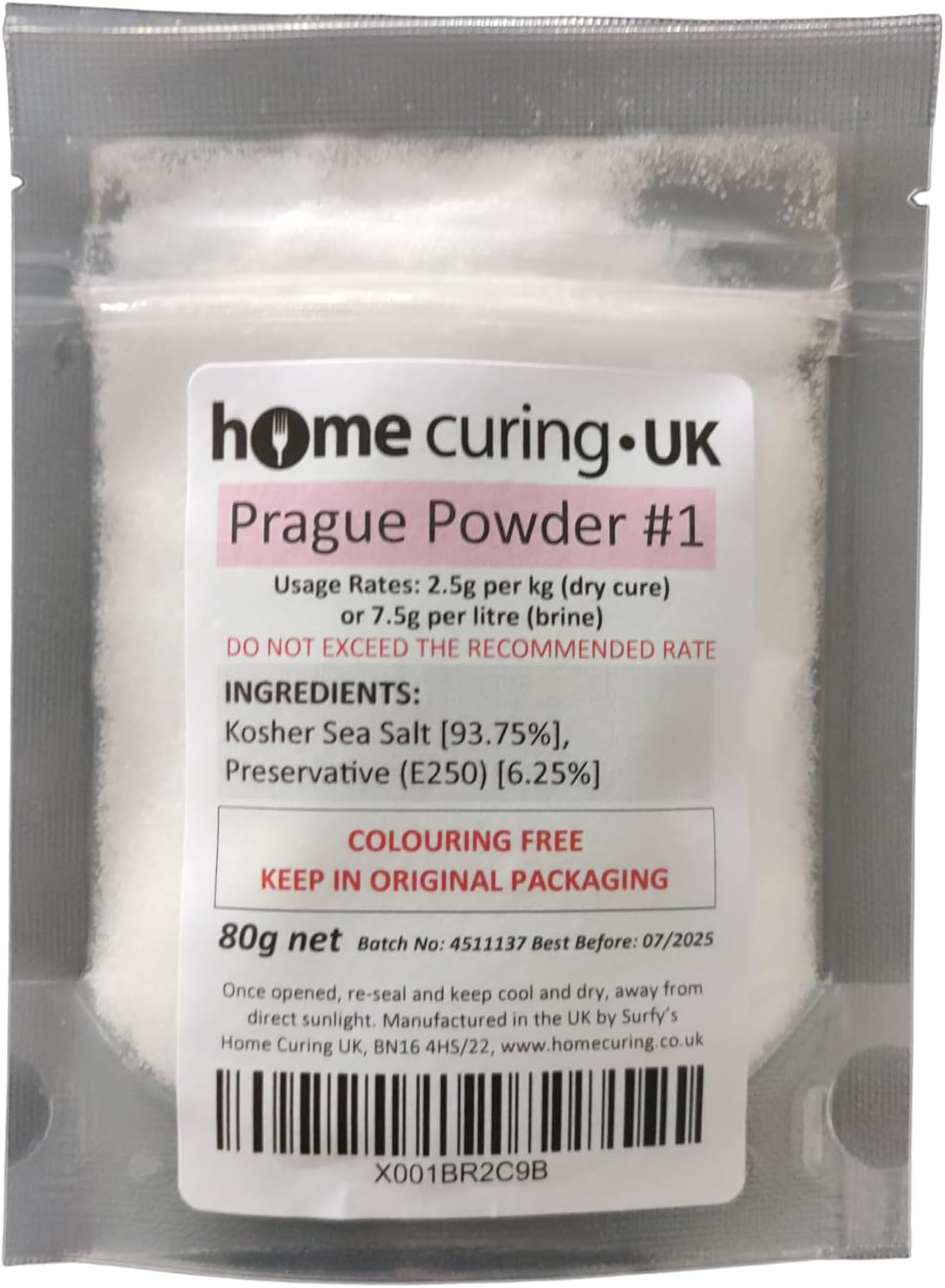 Surfy's Prague Powder #1 Instacure No.1 Pink Curing Salt (80g)