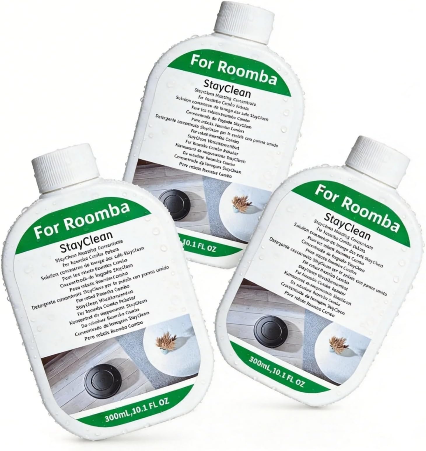 Floor Cleaner Liquid Solution For Robot Vacuums, Low Foam Formula Deep Cleaning, Compatible With Roomba 405, 505, Max 705, Fresh Scent, 300ml