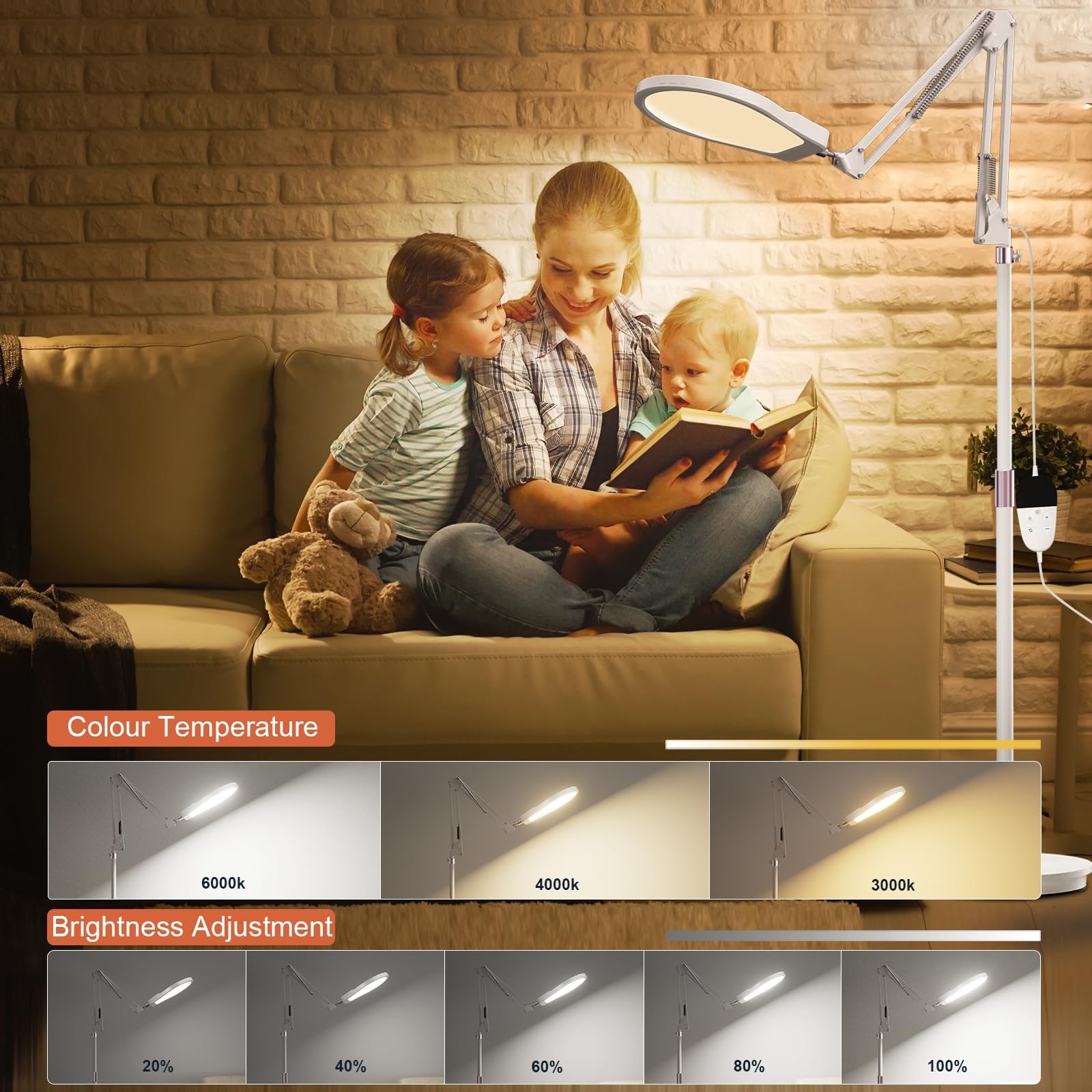 Lampada SAD, Lampada SAD 3 in 1, Lampada Daylight Luce con Telecomando, Daylight Lampada per Lettura/Ufficio/Casa (Bianca)