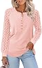 Blusas de encaje de manga larga para mujer Minetom, estilo Henley, casuales 1