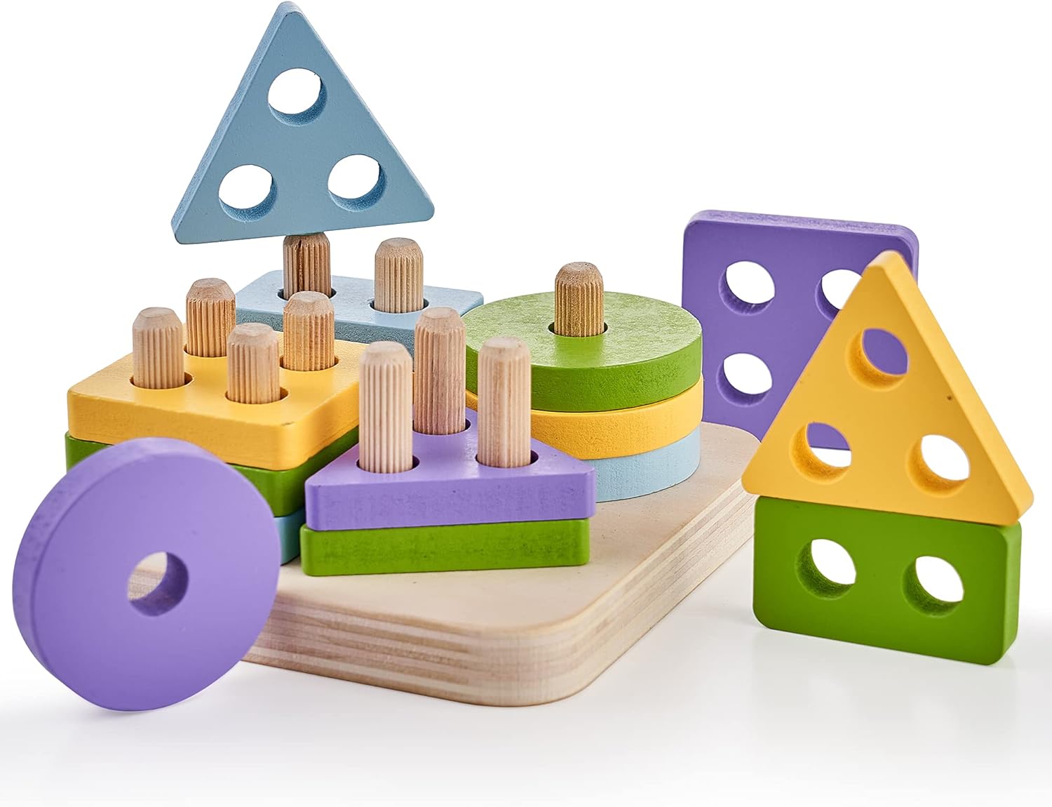 Buy Wooden Sorting Stacking Toys, Montessori Toys for Toddlers Learning