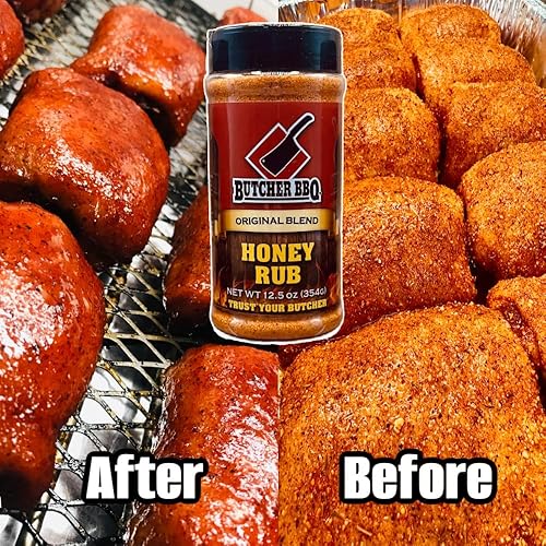 Miniatura 8 de Butcher BBQ Honey Rub  12.5 oz (354 g)  Fórmula ganadora del campeonato mundial  Frote de pavo para fumar  Sabe como cocinar sobre llama abierta