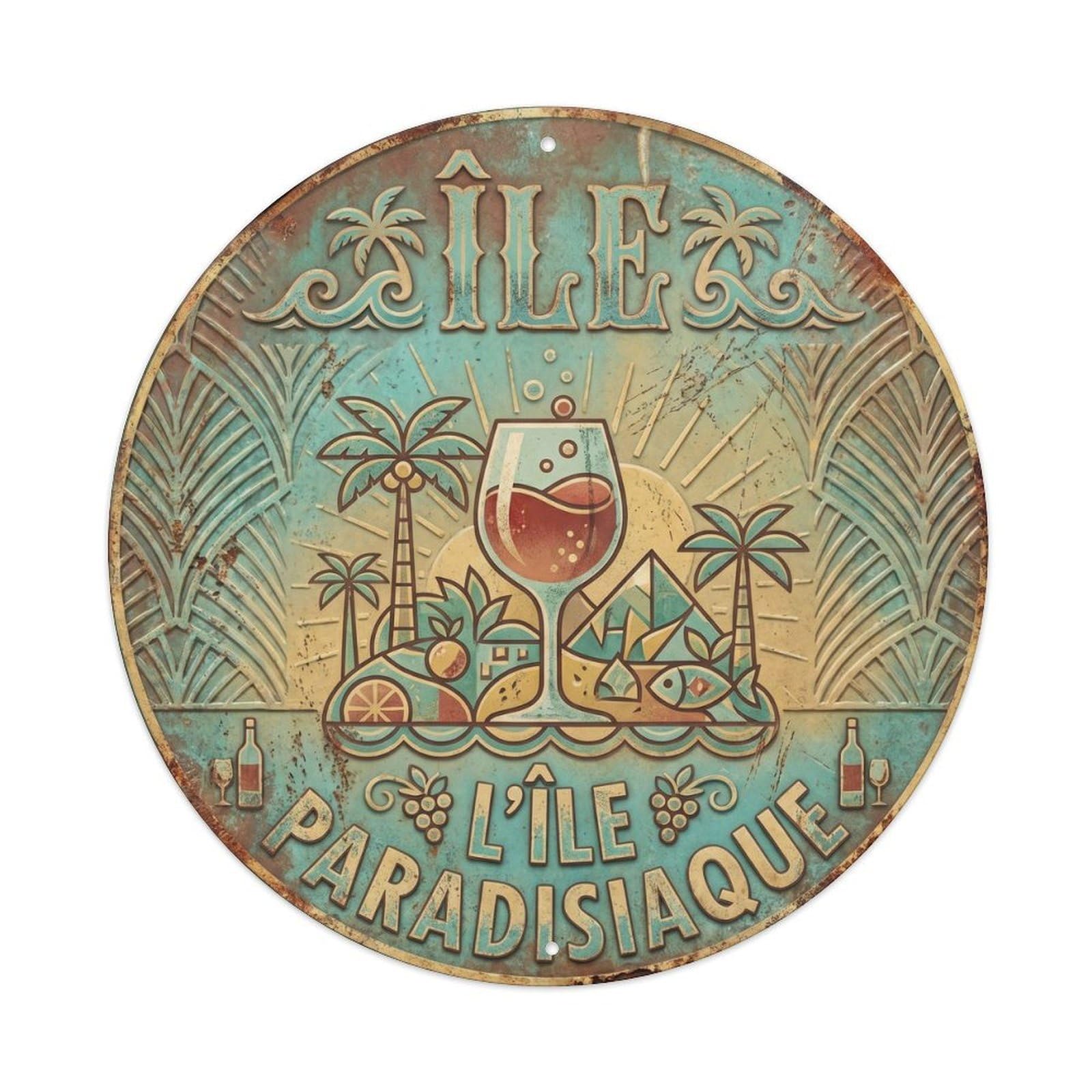 Island Humorous Tavern Island Metal Tin Sign Plaque Wall Decor for Cafe, Club Bar, Office, Home Garden Round Metal Poster 8x8Inch