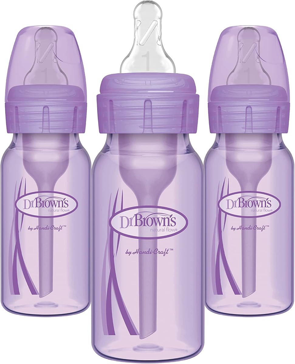Dr. Brown's Anti-Colic Options+ Biberón estrecho, morado, paquete de 3