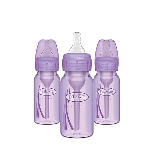 Dr. Brown's Natural Flow Anti-Colic Options+ Biberones estrechos de 4 oz4.1 fl oz, con pezón de flujo lento nivel 1, lavanda, paquete de 3, 0.0 ft+