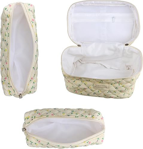 Miniatura 9 de PINKCONA Bolsas de cosméticos para mujer, bonita bolsa de maquillaje floral, bolsa organizadora de maquillaje, bolsas de aseo de viaje, bolsas de