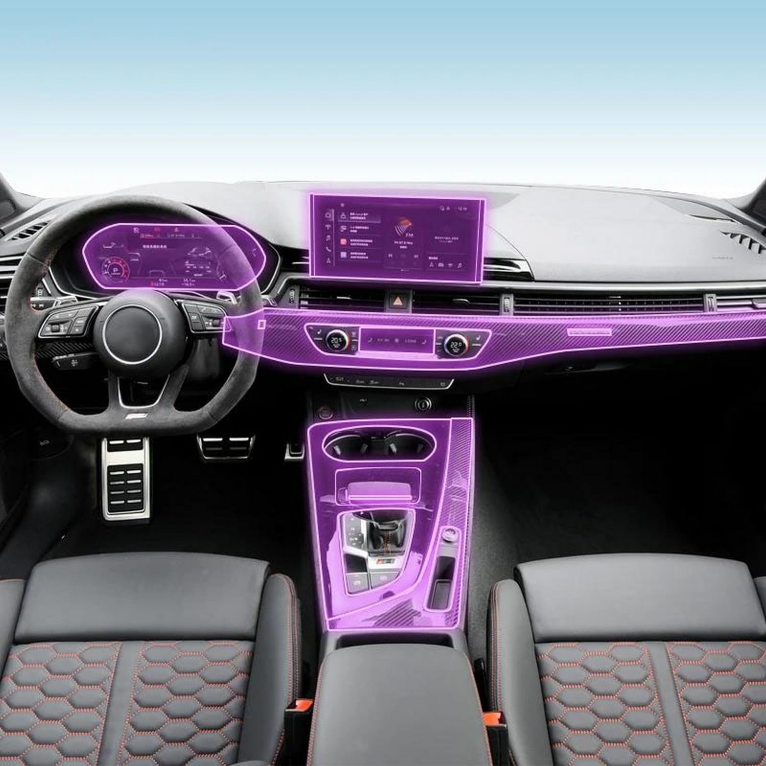 Film TPU anti-rayures Audi S4 RS4 B9 protecteur haute performance pour console centrale