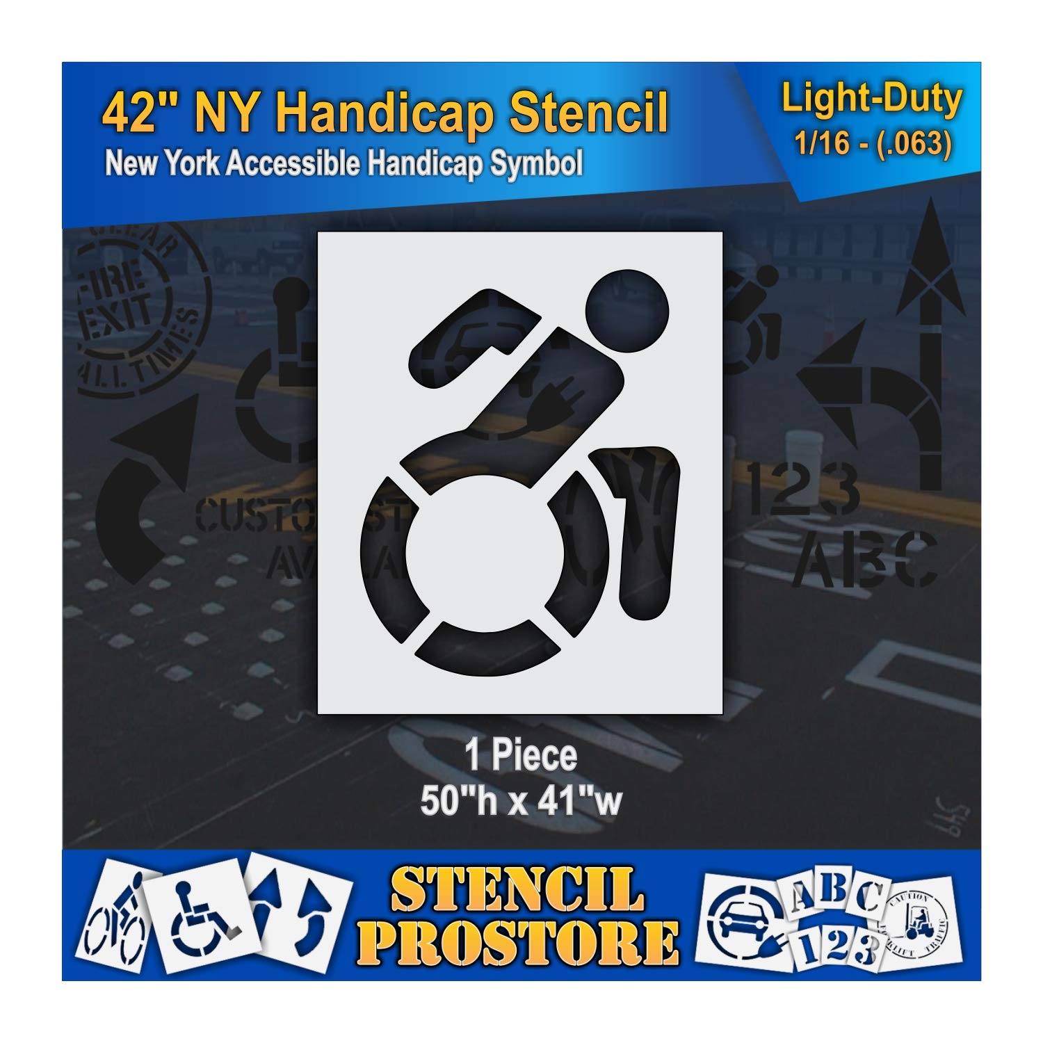 Pavement Stencils - 42 in - Accessible Icon Symbol Stencil - 42'' x 33'' x 1/8" (128 mil) - Pro-Grade
