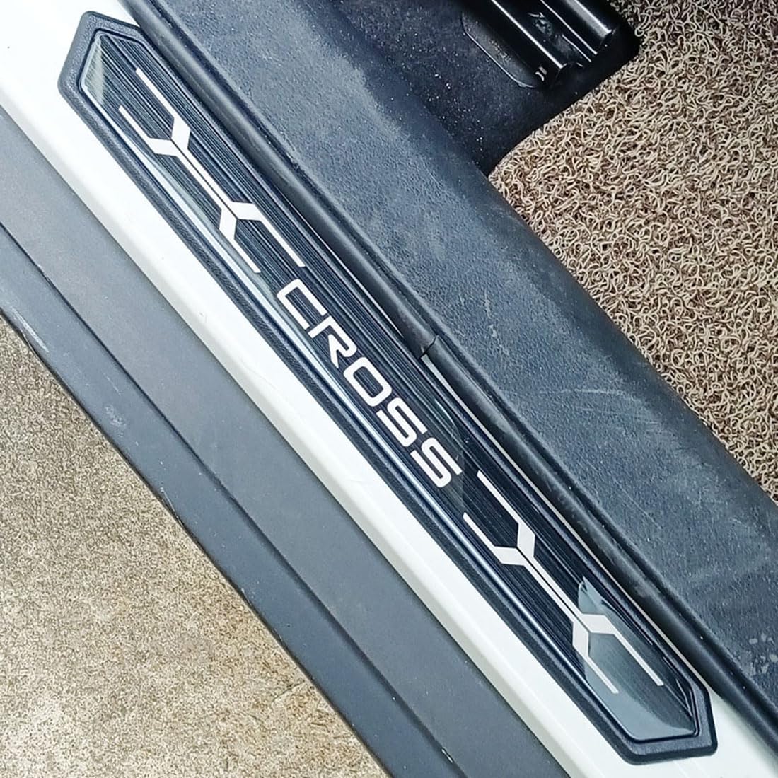 Stainless Car Door Sill Protector Kick Plate Entry Guard Kit for Toyota Corolla Cross 2025 Accessory (Black Cross Text)