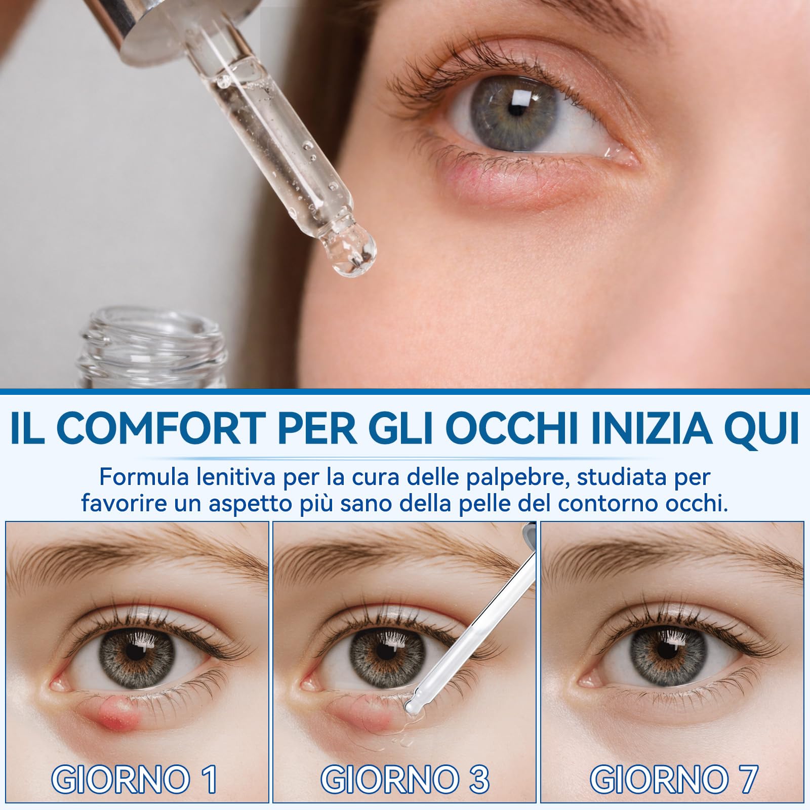 Siero per Palpebre 30 ml, Trattamento Naturale per Orzaiolo, Blefarite, Calazio e Occhi Secchi, Pulizia Delicata per Palpebre Irritate, Collirio Naturale Per una Corretta Igiene Palpebrale