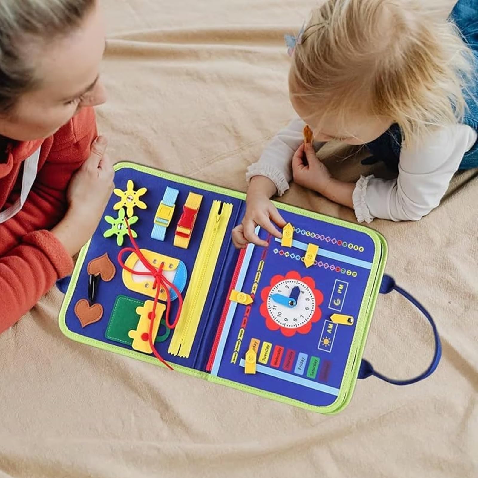 Tibatoes Montessori Busy Board, tavolo da gioco Montessori Tibatoes for bambini piccoli, for lunghi viaggi in auto e gite estive, senza schermi, senza crolli nervosi, solo gioco concentrato.(Style-m)