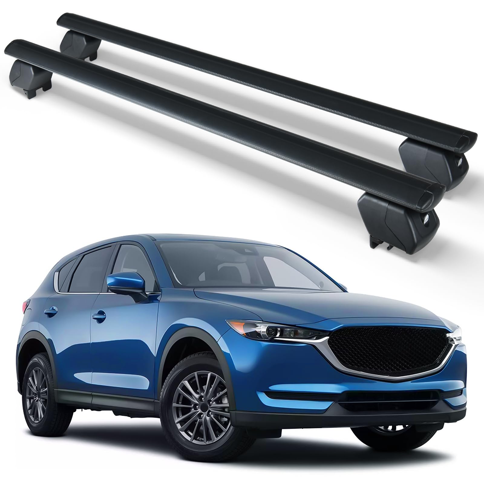 Heavy Duty 300 LBS Roof Rack Cross Bars Compatible with 2017-2025 Mazda CX5 CX-5 with Side Rails, Lockable & Adjustable Crossbars Rooftop Top Luggage Cargo Carrier