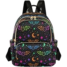 ALAZA Psychedelic Gothic Bat Star Moon Mini Backpack Purse for Women Travel Bag Lightweight Shoulder Bag Fashion Dayback
