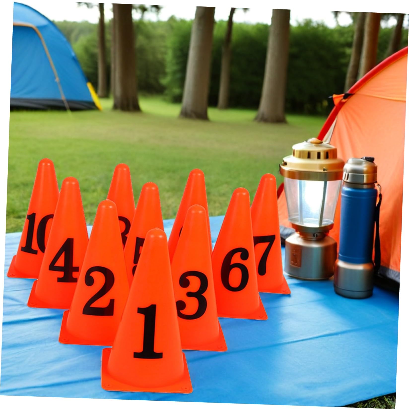 ibasenice Coni da Calcio per Allenamento 10 Pezzi Arancione Brillante, Secchielli Marcatori Ostacolo per Agilità Indoor e Outdoor, Segnaletica Sportiva per Calcio, Basket e Tennis