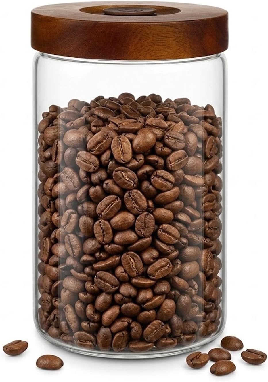 Coffee Canister, 14oz Airtight Coffee Bean Container with Wood Lid