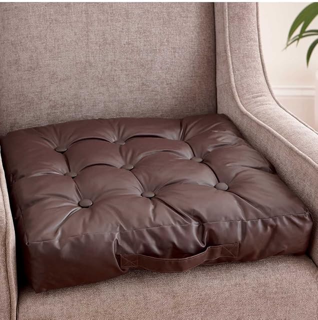 Chums | Faux Leather Booster Cushion | Chocolate