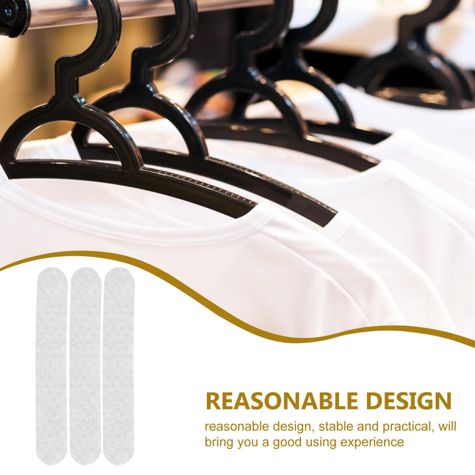 HOLIDYOYO Anti-Skid Hanger Connector Strips 100pcs Silicone Hanger Grips Adhesive for Wood Hangers Sturdy and Practical