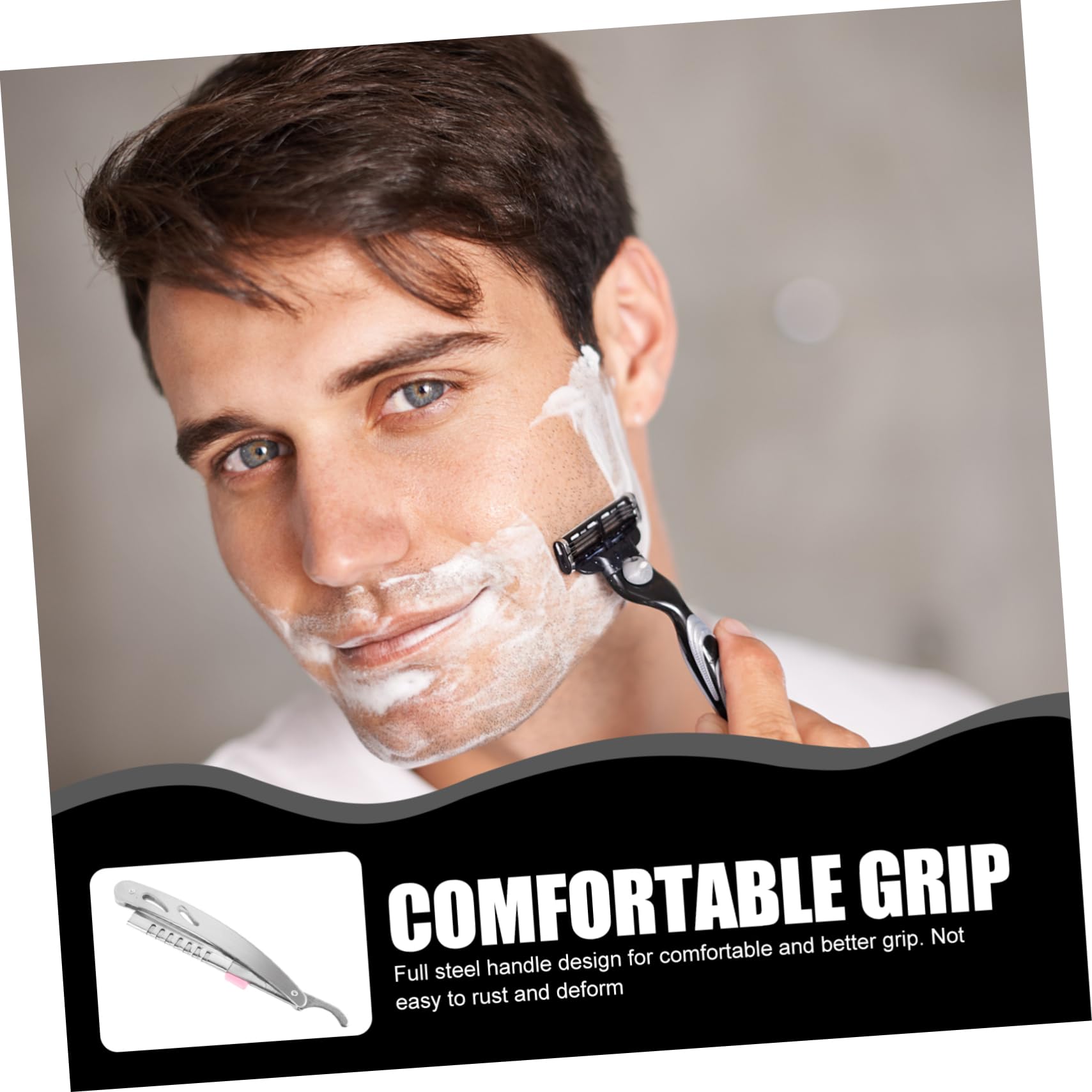 HAPINARY Beard Razor for Men Full Steel Vintage Manual Scraper Hair Cutting Razor Eyebrow Shaping Portable