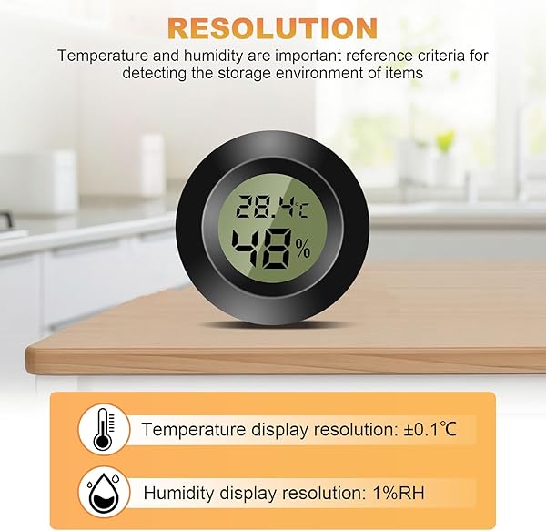 4 Stück Mini Digital Hygrometer Thermometer Rund Luftfeuchtigkeitsmessgerät Temperatur Feuchtemessgerät Fahrenheit (℉) or Celsius(℃) für Innenraum Büro Wohnzimmer (Batterien Enthalten) (4) - 4