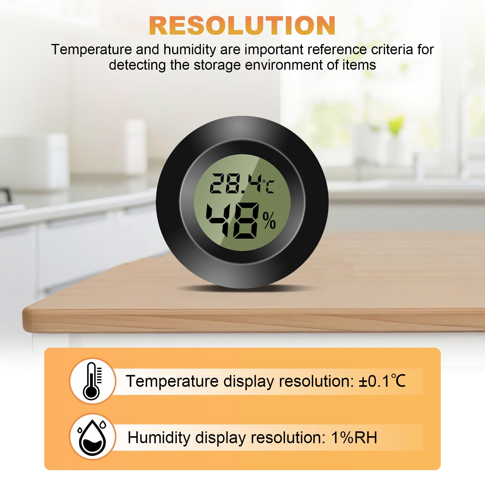 4 Stück Mini Digital Hygrometer Thermometer Rund Luftfeuchtigkeitsmessgerät Temperatur Feuchtemessgerät Fahrenheit (℉) or Celsius(℃) für Innenraum Büro Wohnzimmer (Batterien Enthalten) (4) - 5