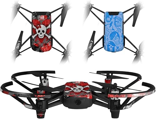 Pegatina para la piel, paquete de 2 unidades, para DJI Ryze Tello Drone Emo Skull Bones Drone (no incluido)