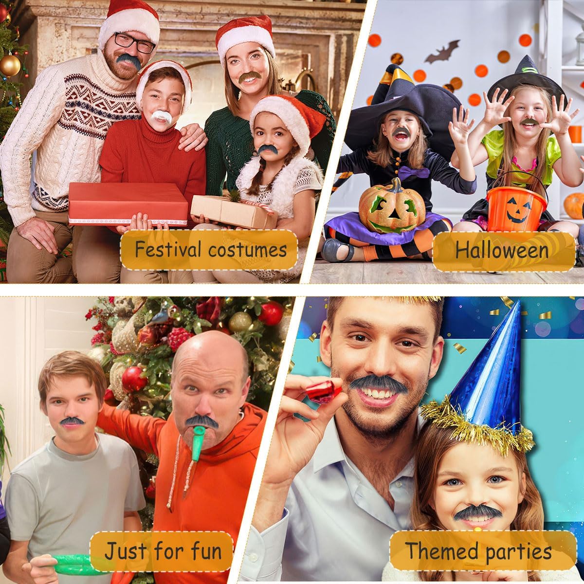 Novelty Fake Mustache Facial Hair Adult Costume Accessory image 5