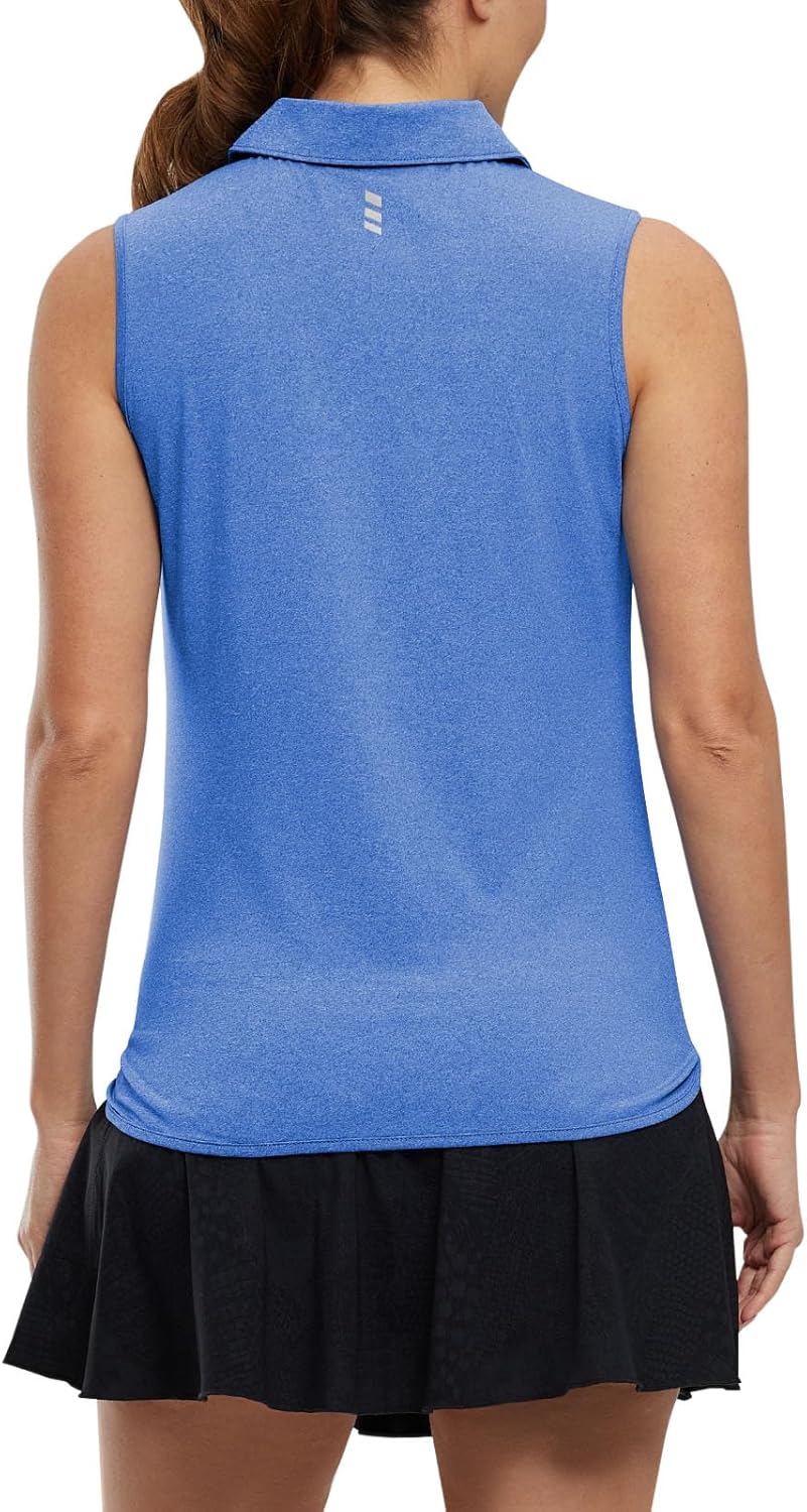 Rdruko Women's Golf Shirts Sleeveless Tank Zip Up Shirts for Ladies Quick Dry Tennis Polo Tops
