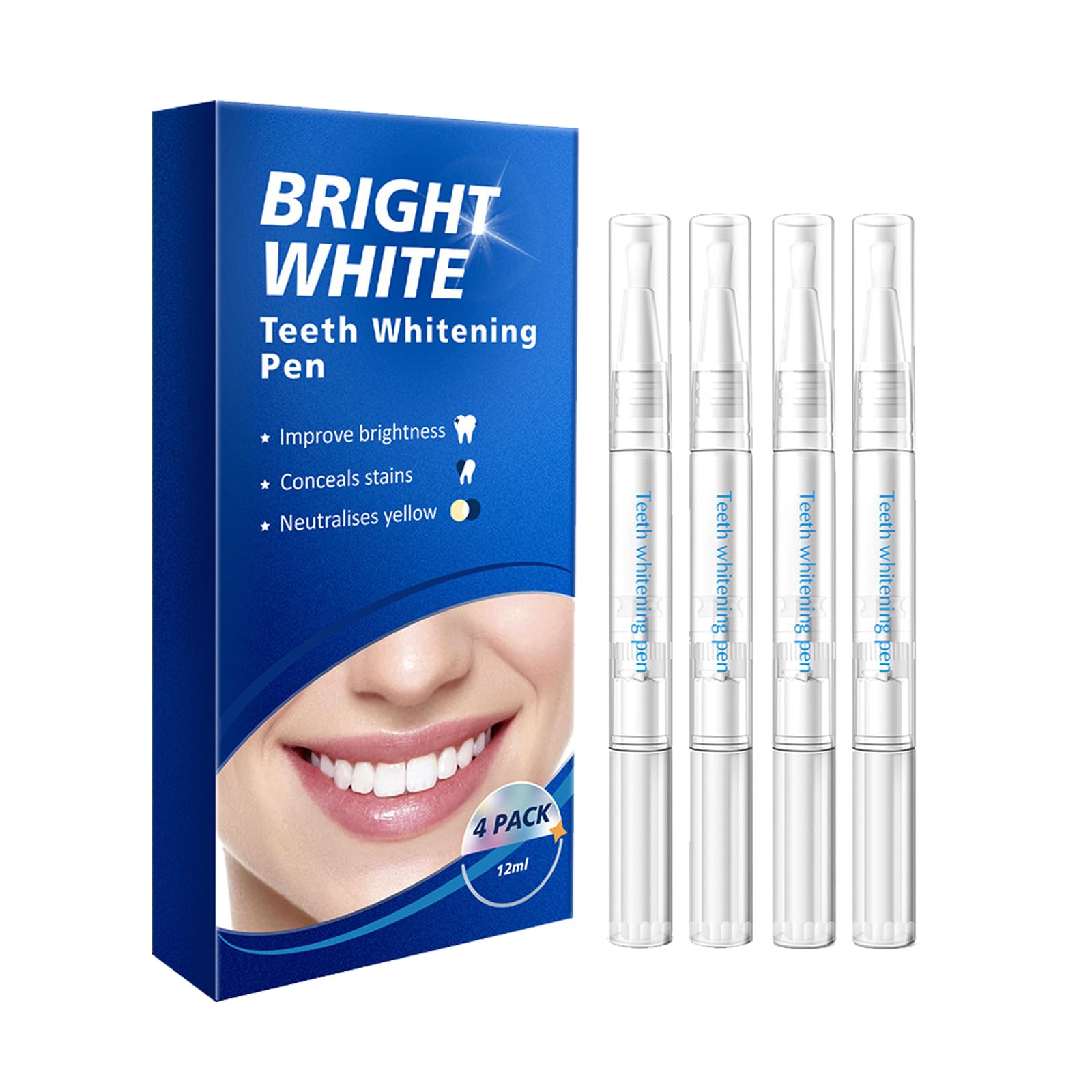Gel per Sbiancare i Denti,Rimuove le Macchie Profonde,4PC,Kit Sbiancante Denti per Denti Bianchi e Brillanti,Immediato