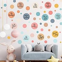 Vista 8 de TaoBary 288 calcomanías de pared de lunares, inspiradoras para aula, niños, cita motivacional, círculo, calcomanías de pared extraíbles con letras