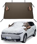 AstroAI Windshield Cover for Ice and Snow, 600D Oxford Fabric, Front Car Windshield Snow Cover, Winter Protection for Cars and Compact SUVs Wiper Mirror Protector Windproof Cover (Brown)