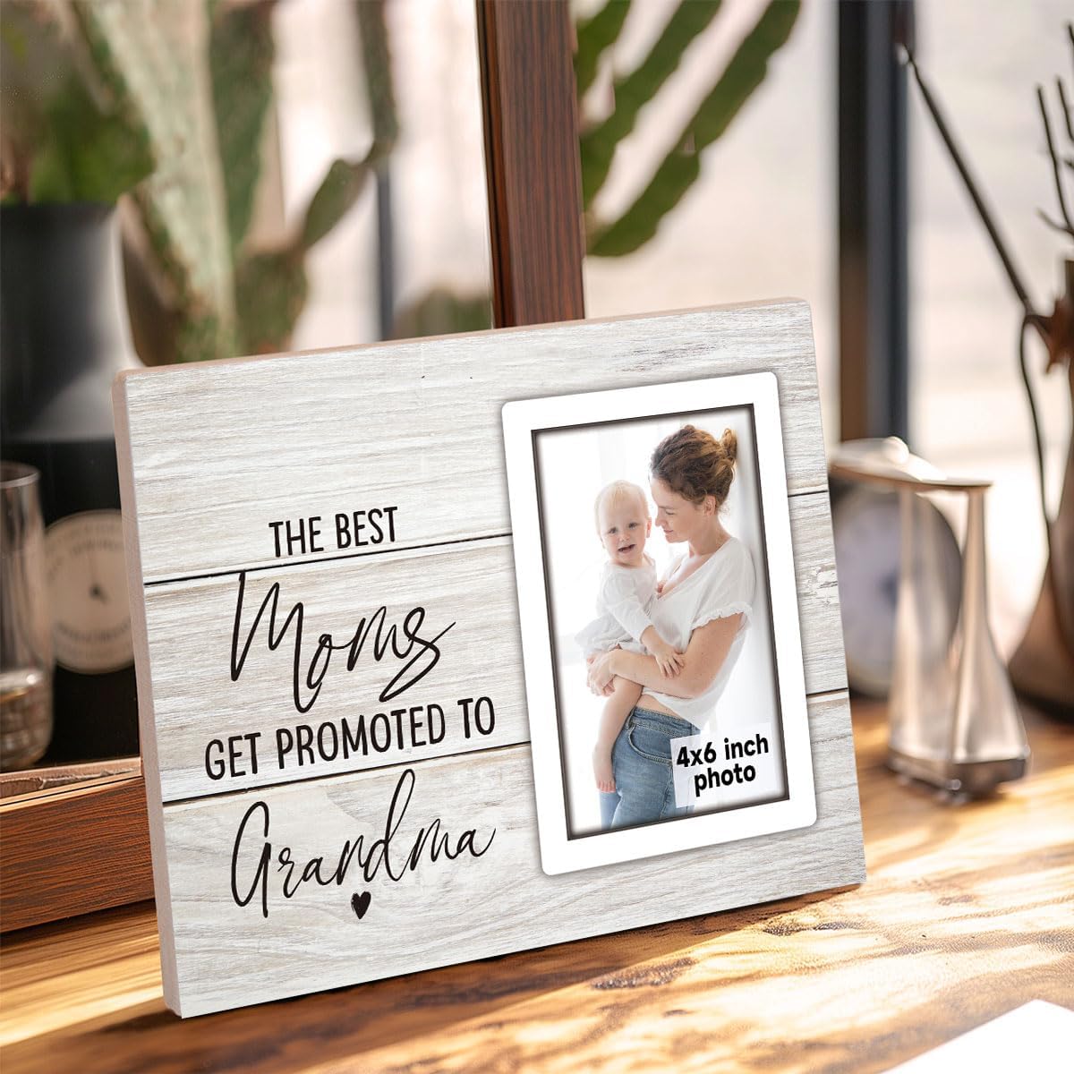 Grandma Picture Frame, Grandma Gifts, The Best Moms Get Promoted to Grandma Photo Frame 4x6 Grandma to Be, Nana Picture Frame, Pregnancy Announcement for Grandma, Grandmother Gifts - Image 2