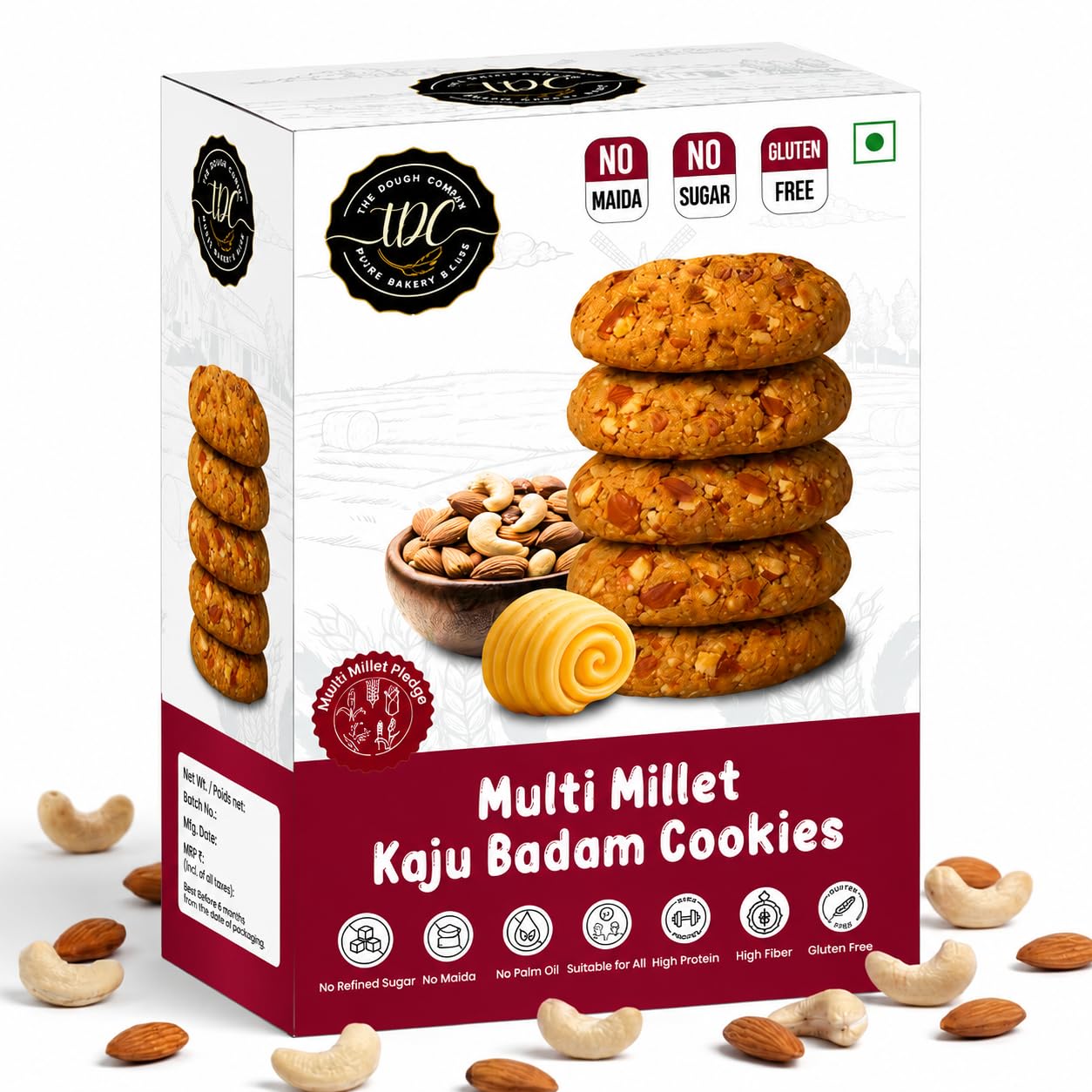 THE DOUGH CORNER Healthy Multi Millet Kaju Badam Cookies | High Protein with Bajra, Jowar, Ragi, and Barley Flours | Jaggery | No Maida, No Sugar, No Palm Oil | Guilt-Free Snack for All Ages-200Gm-image-5