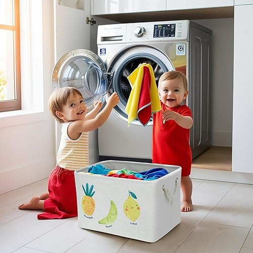 Miniatura 5 de DECOMOMO Cestas de almacenamiento de juguetes para estantes, contenedor de almacenamiento de lona de 25.5 L para ropa de bebé, juguetes para niños,
