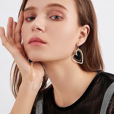 Asymmetrical Heart Earrings Heart Drop Earrings Heart Dangle Earrings For Women Birthday