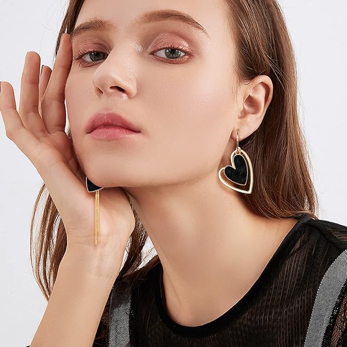 Asymmetrical Heart Earrings Heart Drop Earrings Heart Dangle Earrings For Women Birthday