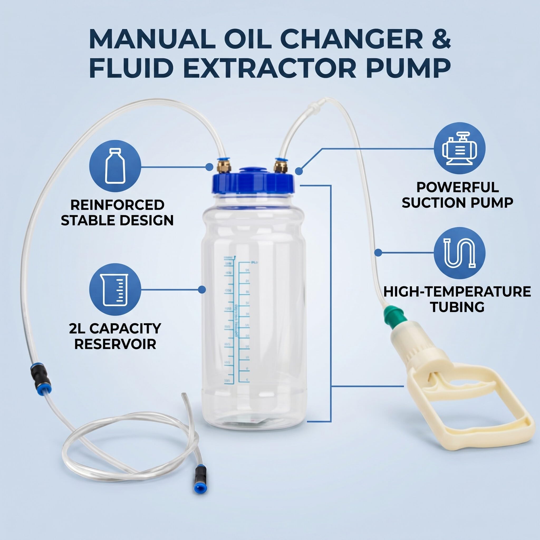 Ejoyous 2L Pompa di 'Olio per Auto, Pompa di Aspirazione 'Olio Manuale, Scambio di Olio sotto Vuoto, capacità 2L, Scala di Calibrazione Esatta per Fai -Te e Costruzione di Bottiglie