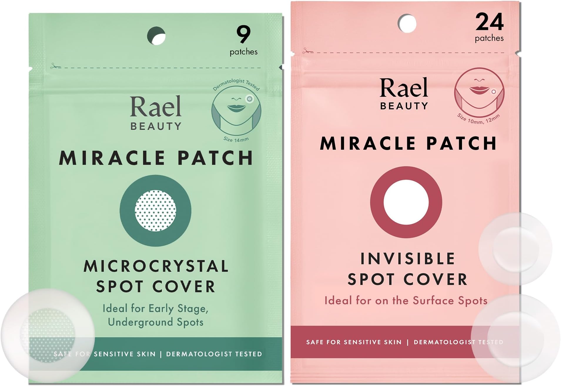 Rael Pimple Patches, Invisible & Microcrystal Spot Cover - Hydrocolloid Acne Pimple Patch for Face, Zit and Blemish, Breakouts, Korean Skin Care (33 Count)