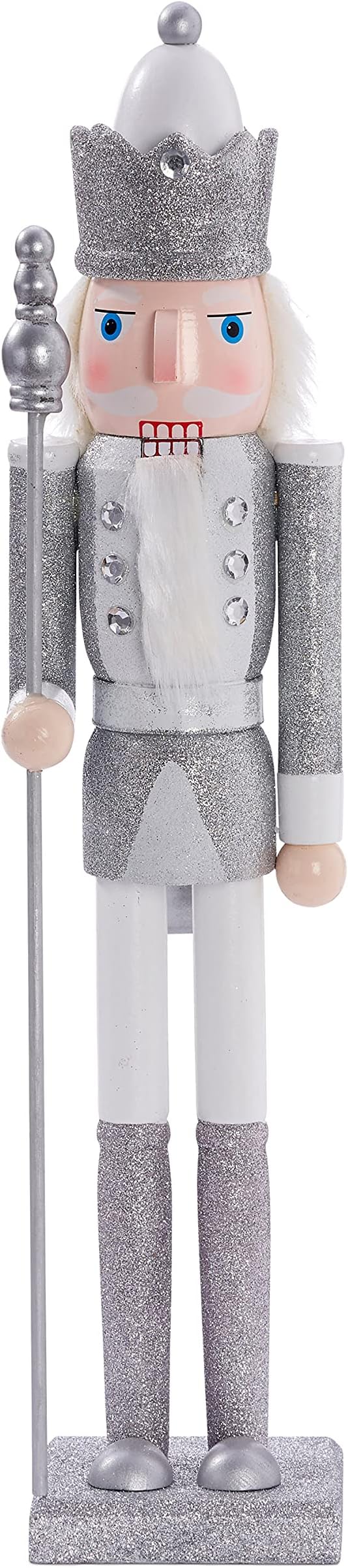 THE TWIDDLERS - Large Silver Christmas Nutcracker Soldier Ornament, 50cm / 20" - Handmade with Premium Wood and Moveable Parts, Festive Xmas Decoration