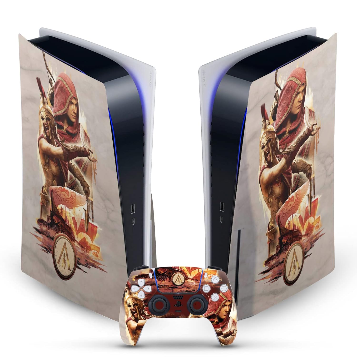 Alexios with Spear Odyssey Artwork Matte Vinyl Faceplate Sticker Gaming Skin Case Cover Compatible with Sony Playstation 5 PS5 Disc Edition Console & DualSense Controller