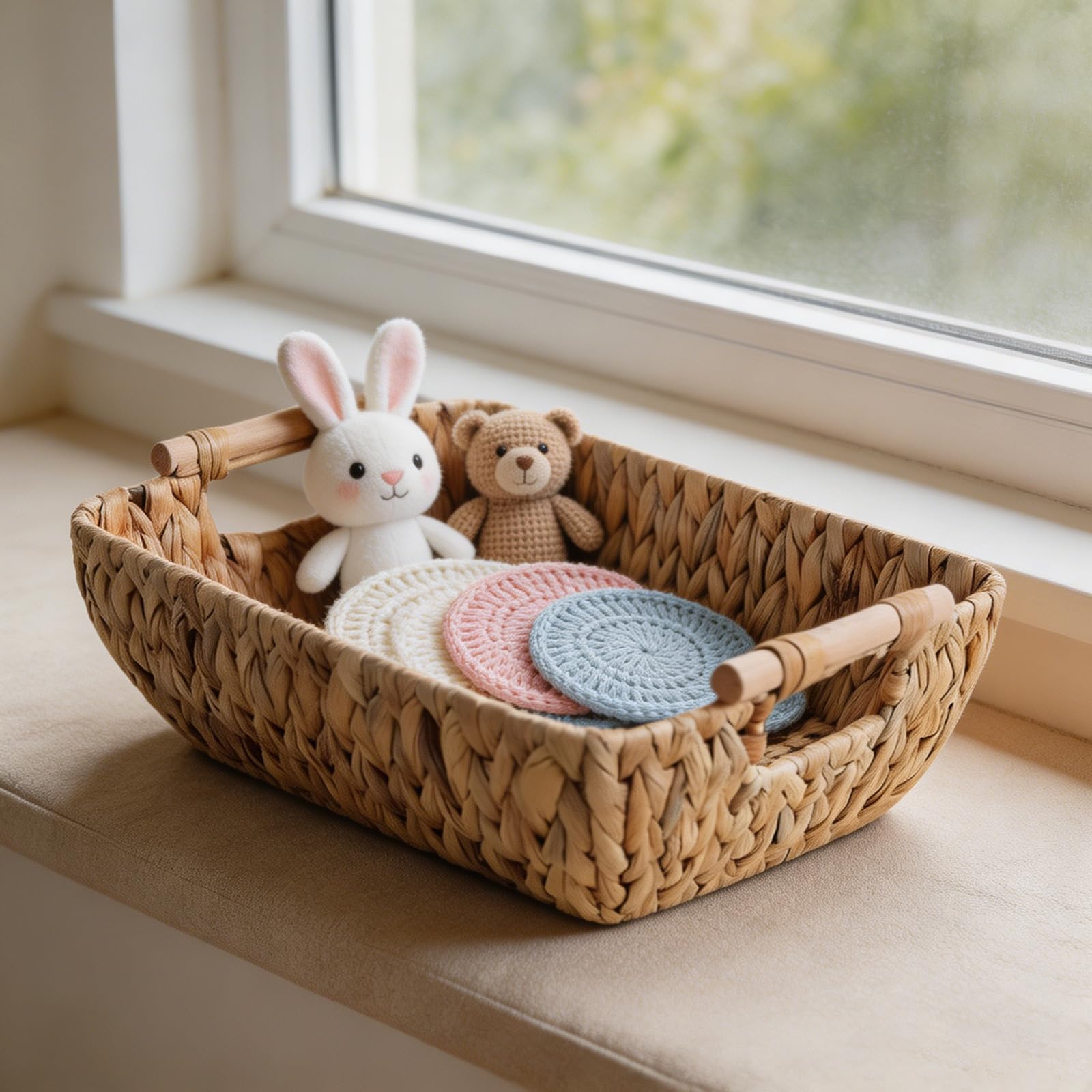 2 cestini portaoggetti da scrivania in rattan intrecciato a mano con texture naturale, alla moda, per spazi abitativi moderni, cesto portaoggetti flessibile